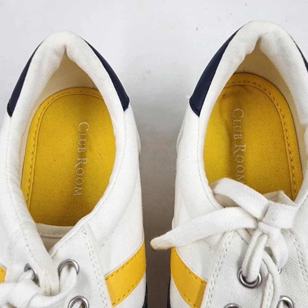 Club Room Noah Stripe Lace-Up Sneakers Men's 7 Yellow Multi Round Toe Slip On